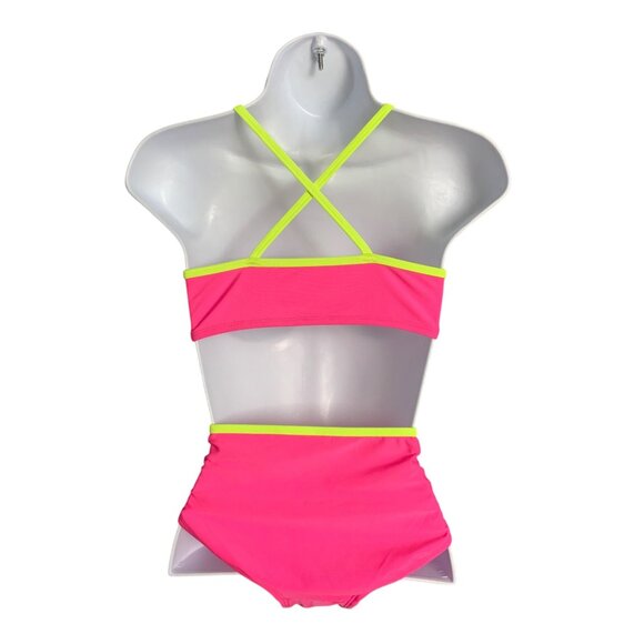 Cat & Jack Junior Girls Bikini Set Pink/Neon Green Two-Piece Swimwear Size XL - Picture 2 of 9